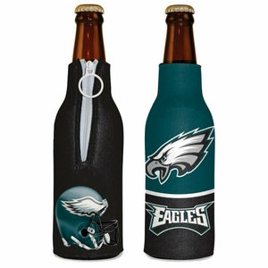 Philadelphia Eagles Bottle Cooler 12 oz Zip Up Koozie Jacket NFL Two Sided