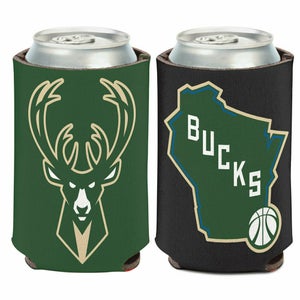 Milwaukee Bucks Can Cooler Two Sided Design NBA Collapsible Koozie