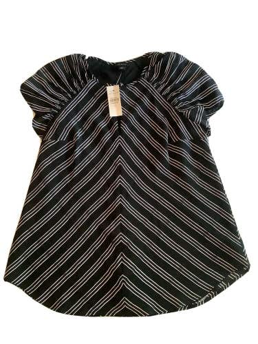 NWT Ann Taylor Blouse Ladies Size XS Black White Stripe Polyester Box T