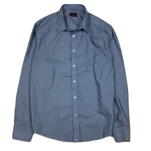 UNTUCKit Sannino WF Long Sleeve Button Up Striped Dress Shirt Blue/White (XL)