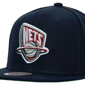New Jersey Nets Mitchell & Ness NBA Snapback Hat Navy Hardwood Cap Brooklyn