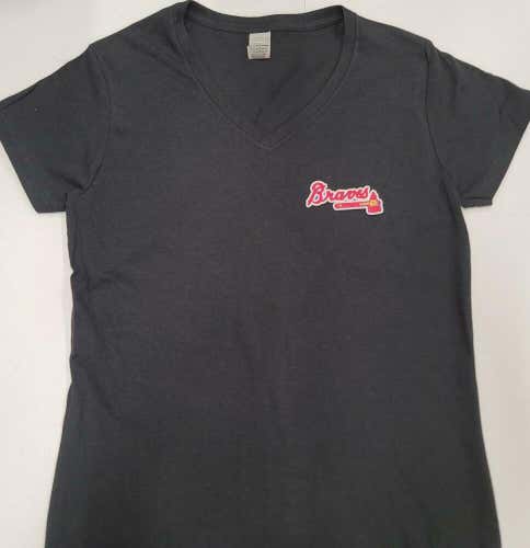 20331 Womens ATLANTA BRAVES V-Neck Baseball Jersey Shirt BLACK All Sizes
