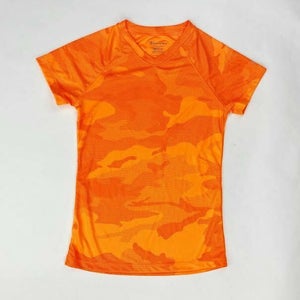 Champion Double Dry Short Sleeve V-Neck T-Shirt Women's XS Neon Orange Camo CW23