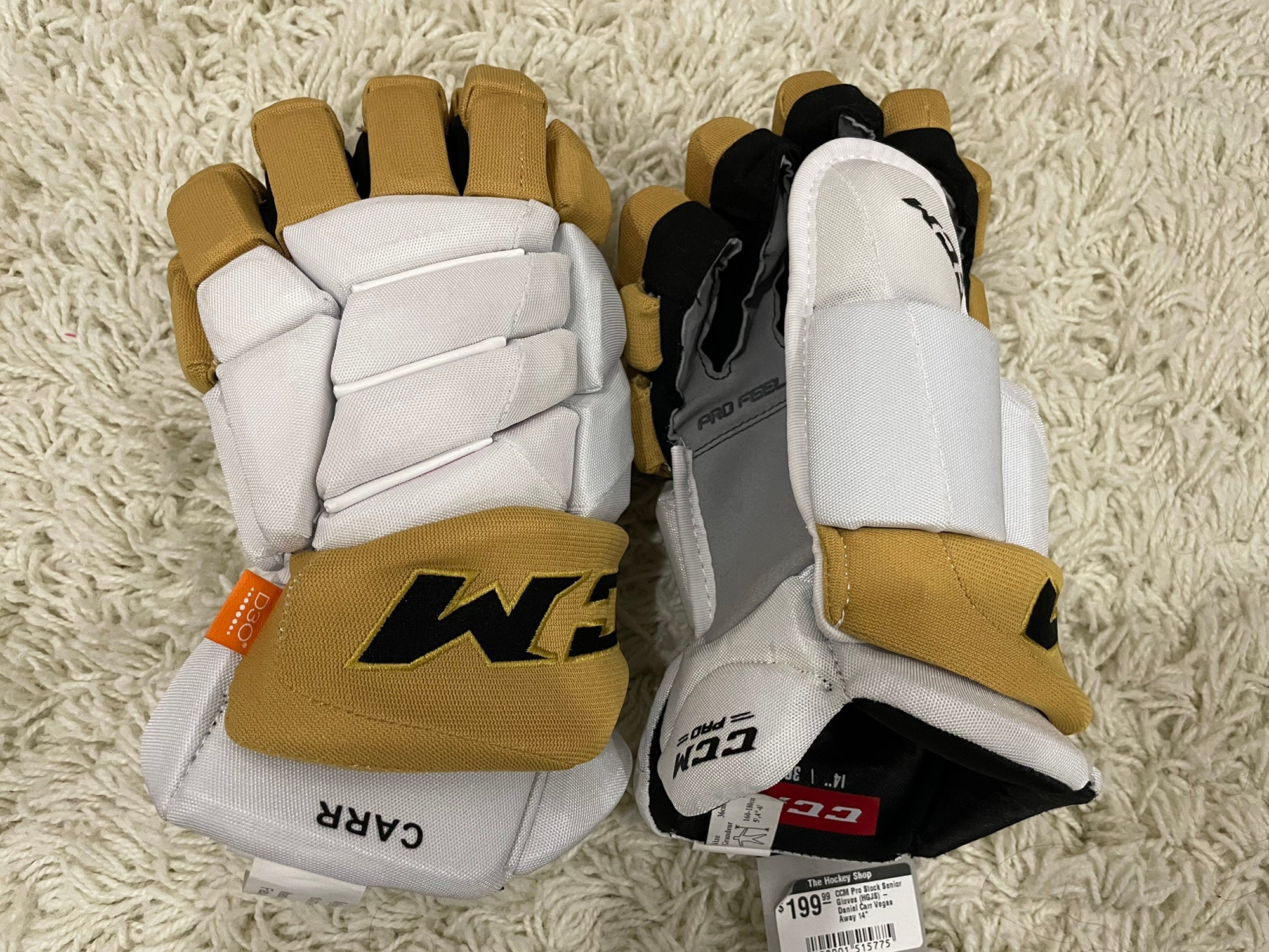 CCM HGPJSSP Pro Stock Hockey Gloves - Daniel Carr - Vegas Golden Knights  Away 14