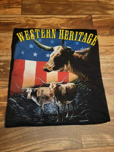 NEW Vintage Western Heritage Animal Nature Ox Bull T Shirt Size Large