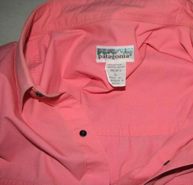 Vintage Patagonia Men's Pink/Salmon Cotton/Poly Snap-up Long