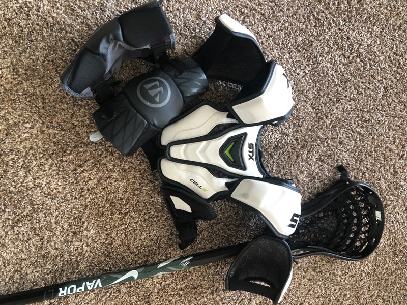 Used Youth Lacrosse STX Shoulder Pads + Youth Medium Elbows + Youth Nike Stick