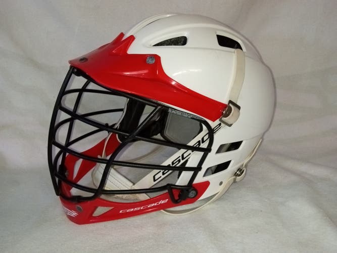 Cascade CPV-R White Lacrosse Helmet - XS Extra Small red and white