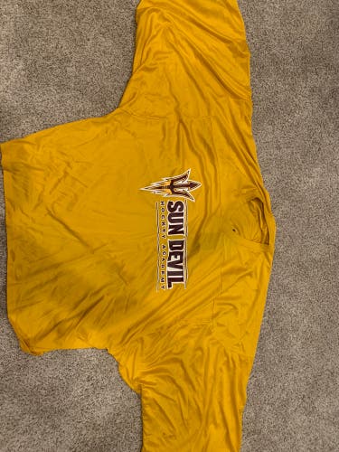 NCAA ASU Yellow Used Goalie Cut CCM Jersey