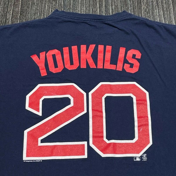 Kevin Youkilis Boston Red Sox T Shirt Men Large Adult Blue MLB