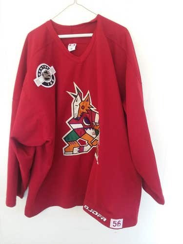 Phoenix Coyotes #36 Krys Kolanos worn red Jofa practice jersey (2000-02 training camps)
