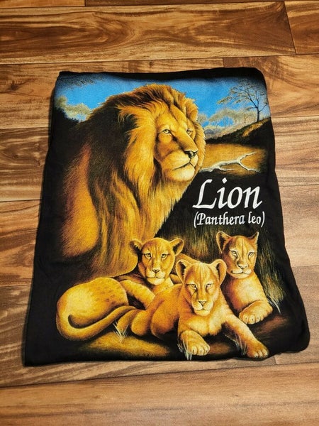 NEW Vintage Nature Lions Panthera Leo Animal American Thunder Black Shirt  Small