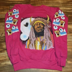 NEW Vintage Nature Eagle Moon Stars Native Indian Pink Sweater Womens L/Mens M/L