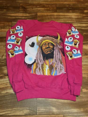 NEW Vintage Nature Eagle Moon Stars Native Indian Pink Sweater Womens L/Mens M/L