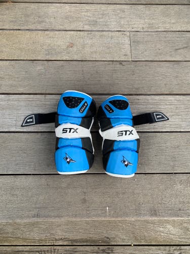 STX Cell II Johns Hopkins lacrosse elbow pads.