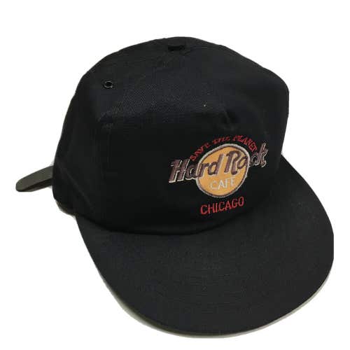 Vintage 90s Hard Rock Cafe Chicago Adjustable Strapback Black Hat Cap Babucap