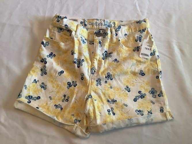 NWT Gap Kids 1969 Girls Classic Shorts Size 14 Reg Yellow with Flowers box T