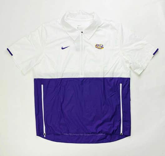 Nike LSU Tigers SS Coaches Jacket 1/2 Zip Men's L Purple White CI4479-109