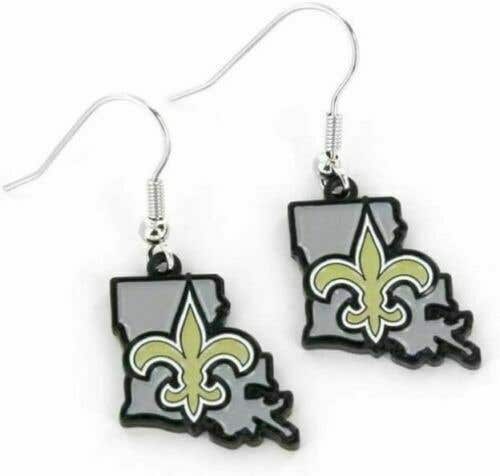 New Orlean Saints State Design NFL Silver Dangle Earrings Hypo-Allergenic