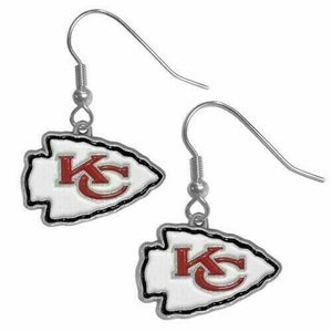 Kansas City Chiefs NFL Logo Silver Dangler Earrings Hypo-Allergenic