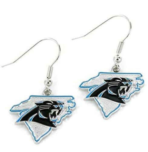 Carolina Panthers State Design NFL Silver Dangle Earrings Hypo-Allergenic