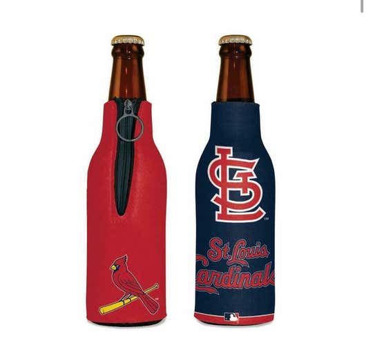 St. Louis Cardinals Bottle Cooler 12oz Zip Up Koozie Hugger Jacket MLB Two Sided