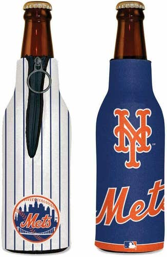 New York Mets Bottle Cooler 12oz Zip Up Koozie Hugger Jacket MLB Two Sided