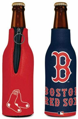 Boston Red Sox Bottle Cooler 12oz Zip Up Koozie Hugger Jacket MLB Two Sided