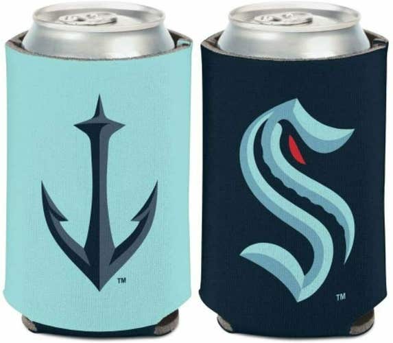 Seattle Kraken Logo Can Cooler 12oz Collapsible Koozie - Two Sided