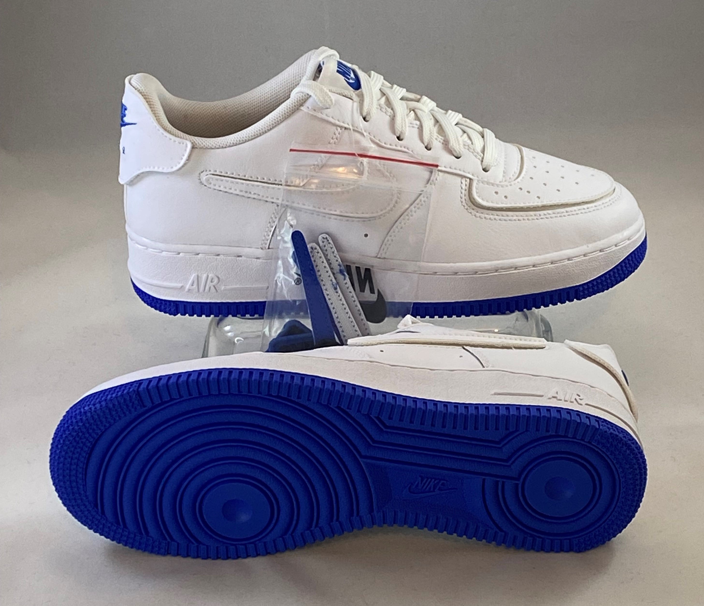 white air force 1 blue bottom