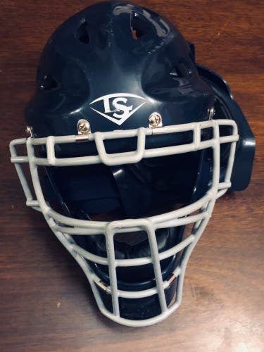 Used Youth Louisville Slugger Catcher's Set (Navy/Grey) With Rawlings Catchers Gear Bag
