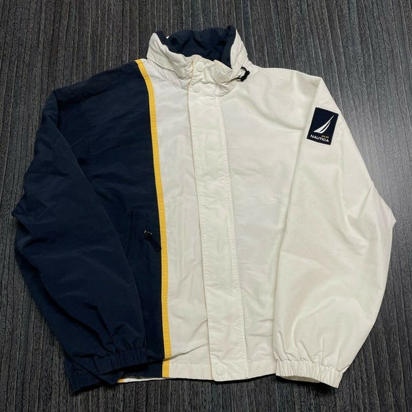 Nautica Competition Jacket Men Medium Adult White Zip Up Coat Sailing Vintage US