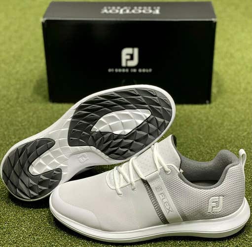 FootJoy FJ Flex Spikeless Golf Shoes 56120 White 10 Wide (2E) New in Box #85936