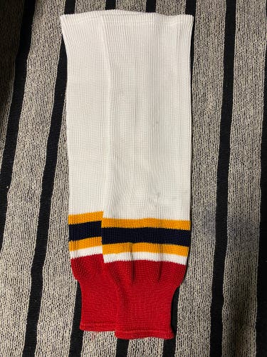 Used Adult Socks / White with Yellow, Blue, & Red