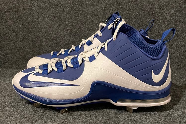 Men’s Nike Baseball Elite MVP Metal Cleats White Blue 684687-410  Size 13