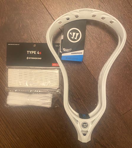 New! Warrior Unstrung Evo Qx-O Lacrosse Head with Stringking 4s Complete mesh kit valued at $35.99!!