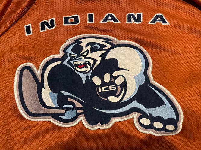 Indiana Ice Game Worn Goalie Cut Jersey #1