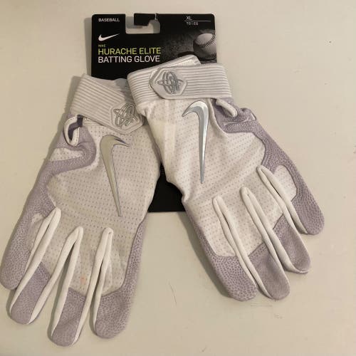 Nike Huarache Elite Leather Baseball Batting Gloves White Chrome Size X-Large
