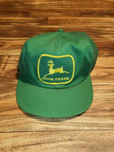 Vintage Rare John Deere K Products Green Farmers Patch Hat Snapback Made In USA