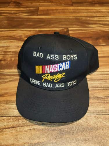Vintage Nascar Racing Bad Ass Boys Drive Bad Ass Toys Black Car Hat Cap Snapback