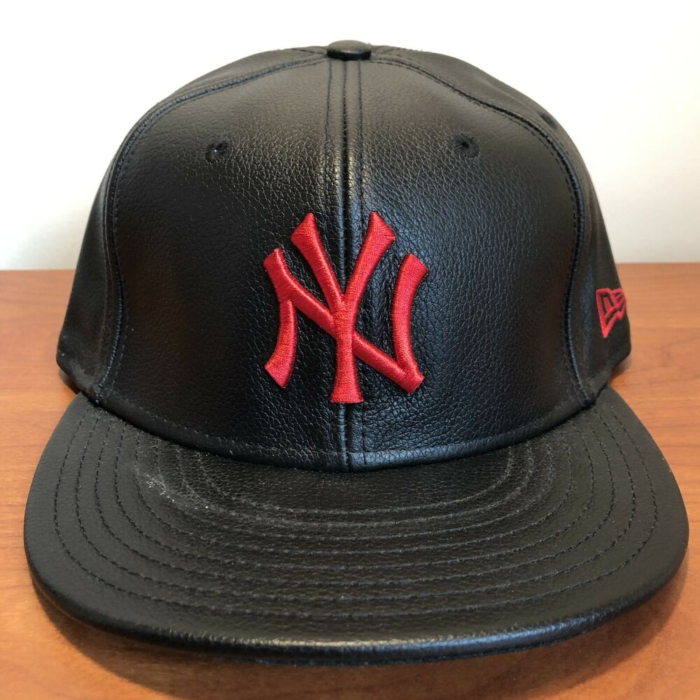 black leather yankee hat