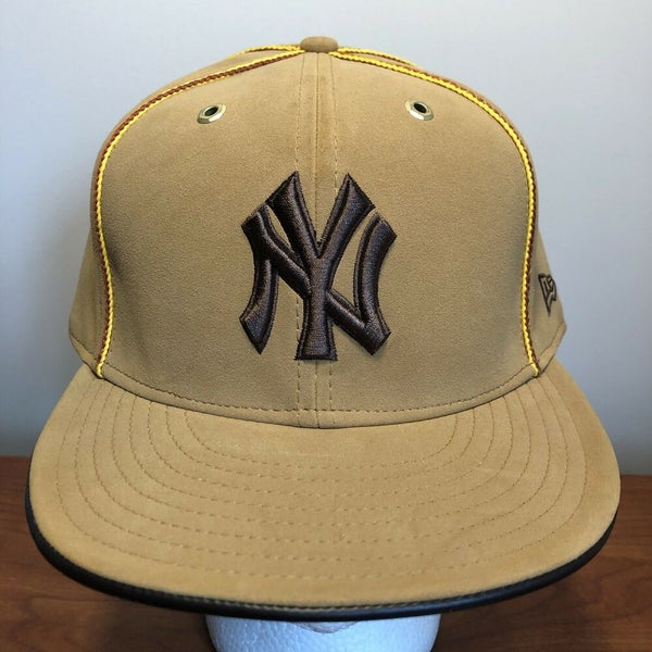 New York Yankees Hat Baseball Cap Fitted 7 3/8 New Era Brown MLB Boots  Adult Men