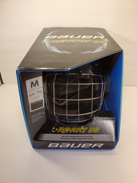 New Medium Bauer Re-Akt 95 Helmet Combo with Profile III Stainless Steel Cage