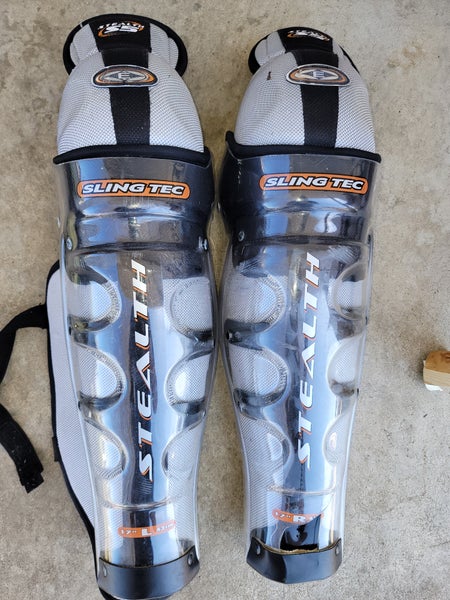 17" Used Easton Stealth Sling tec Hockey Shin Pads Pro Stock
