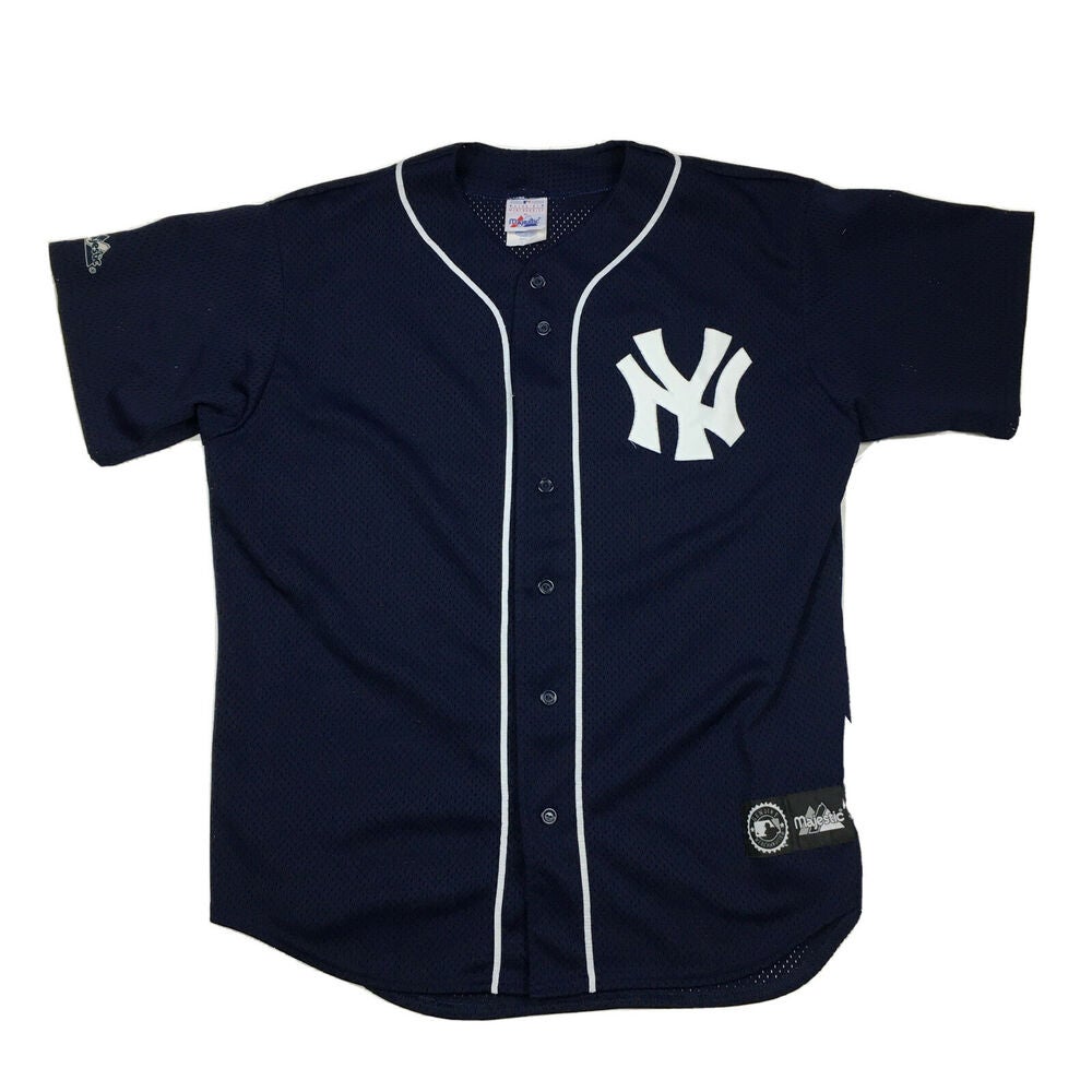 Majestic NY Yankees Baseball Shirt Long Sleeve Embroidered MLB VTG Men's Sz  L