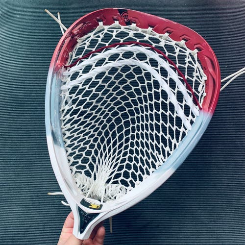 Dyed New Warrior Nemesis 3 w/ 12D The Mesh Dynasty - Goalie Head Nemi III Maroon Silver Grey