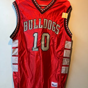 Red Adult Men's Used Large  Basketball Jersey  Columbus Grove bulldog. # 10