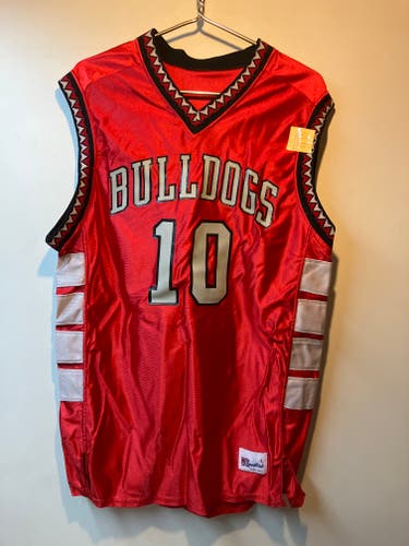 Red Adult Men's Used Large  Basketball Jersey  Columbus Grove bulldog. # 10