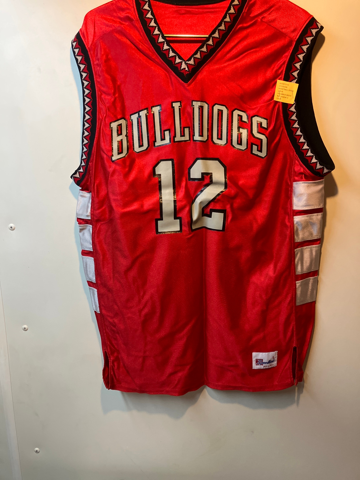 Red Adult large basketball Jersey Columbus bulldogs . # 13