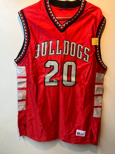 Red Adult large basketball Jersey Columbus   bulldogs . # 20